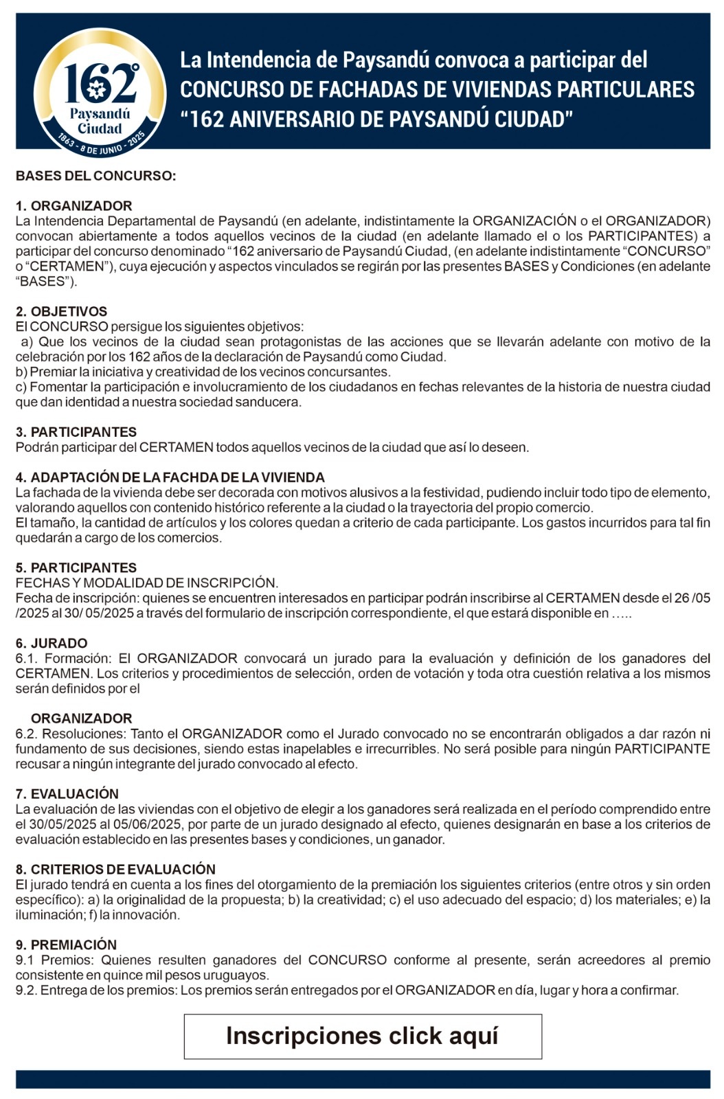 CONCURSO DE FACHADAS - PAYSANDÚ CIUDAD