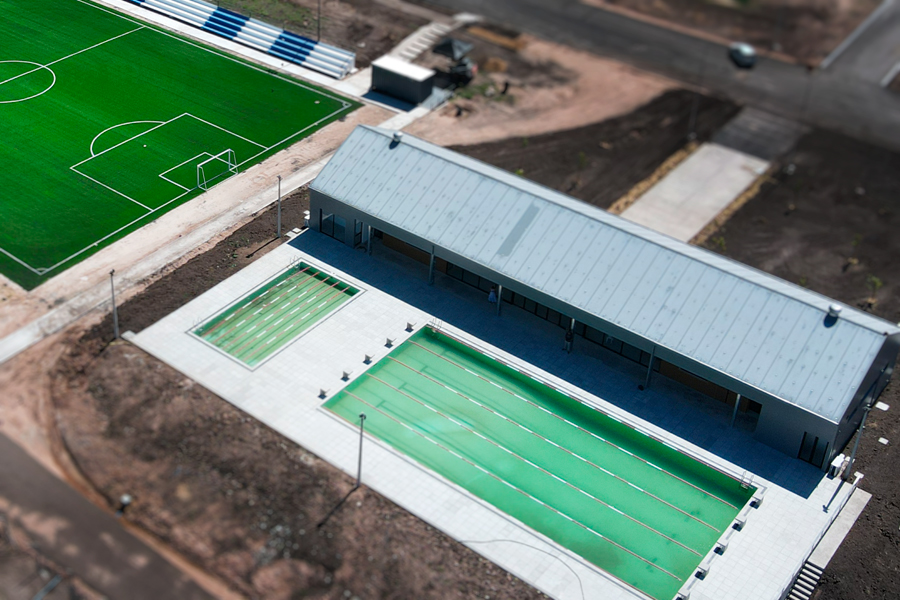 Vista aérea del polideportivo