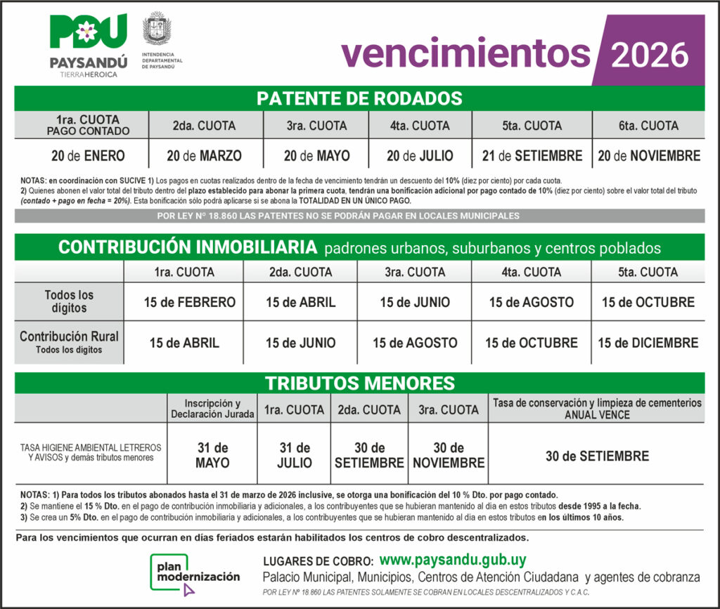 Vencimientos IDP 2026